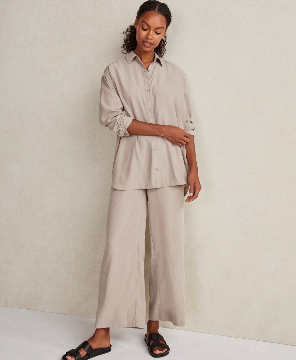 NWT Haven Modal Oversized Shirt / Set Taupe (Mushroom) Sz S XS Chic